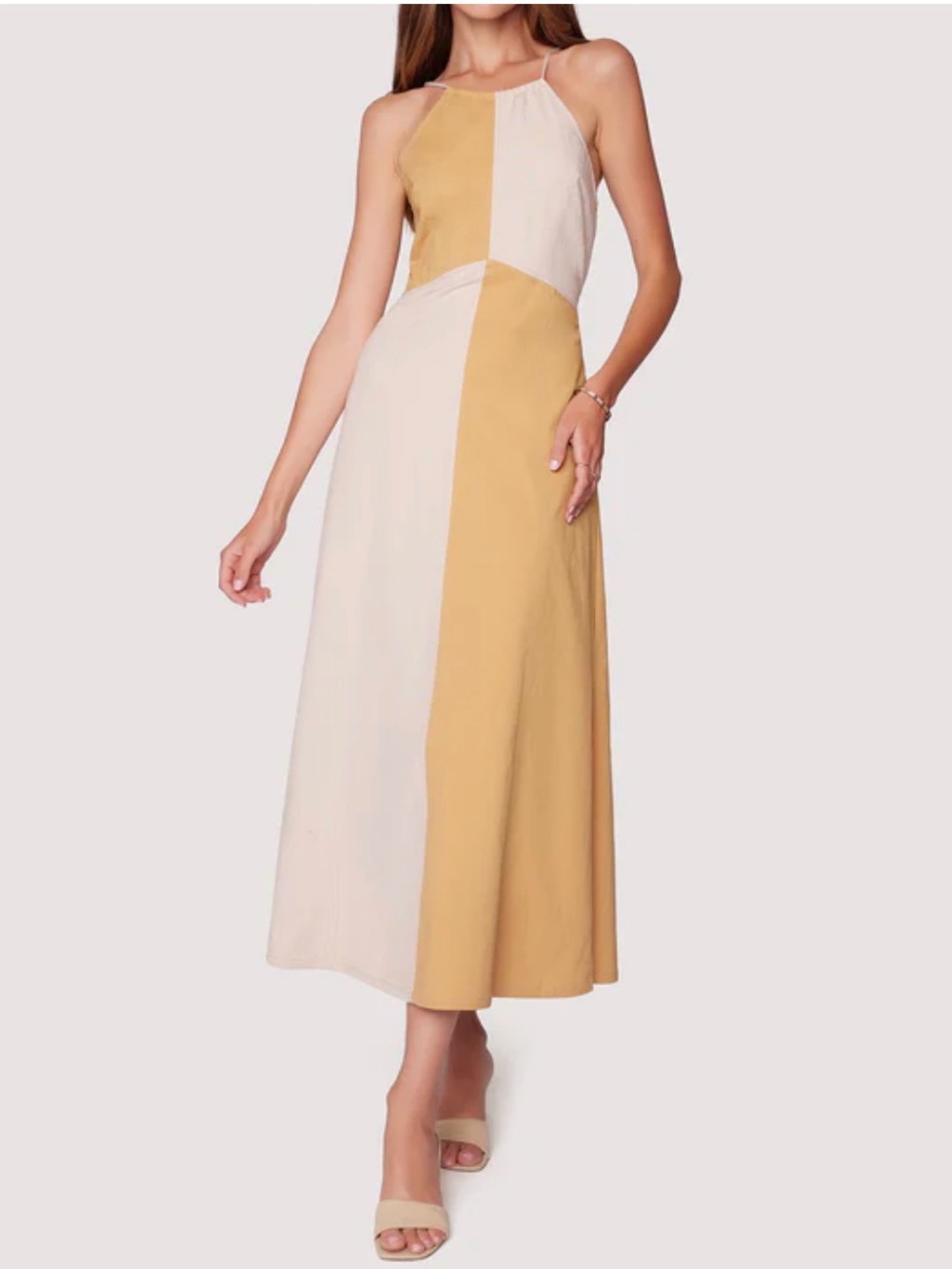 NWT Lost + Wander Two-Tone Cream and Mustard Maxi Dress